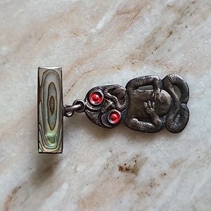 Vintage Sterling Maori Hei Tiki Brooch